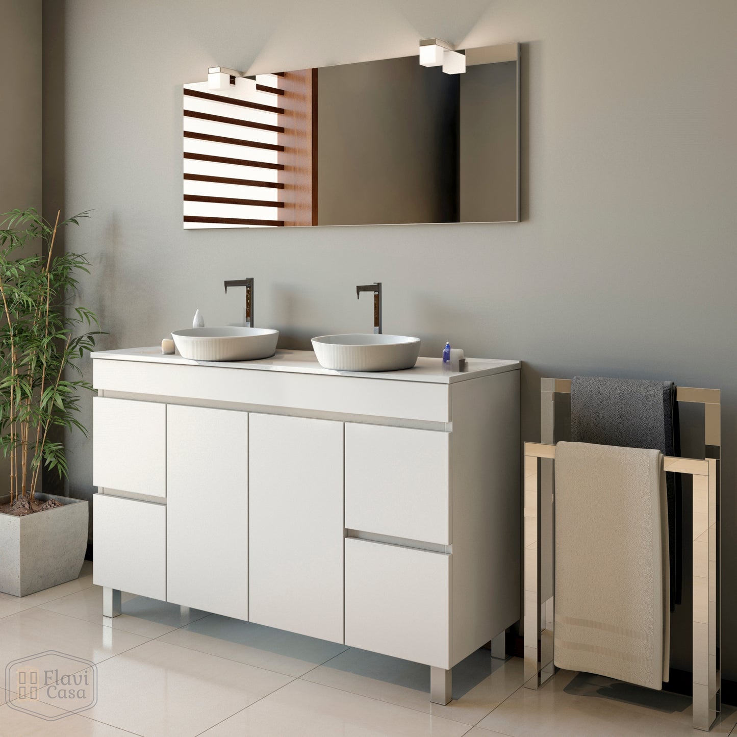 movel de casa de banho com lavatorio duplo